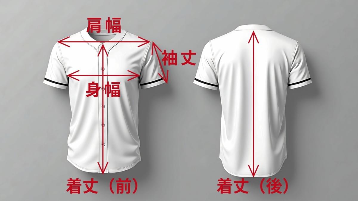 野球ユニフォーム(シャツ)サイズ表 野球ユニフォーム(シャツ)サイズ表