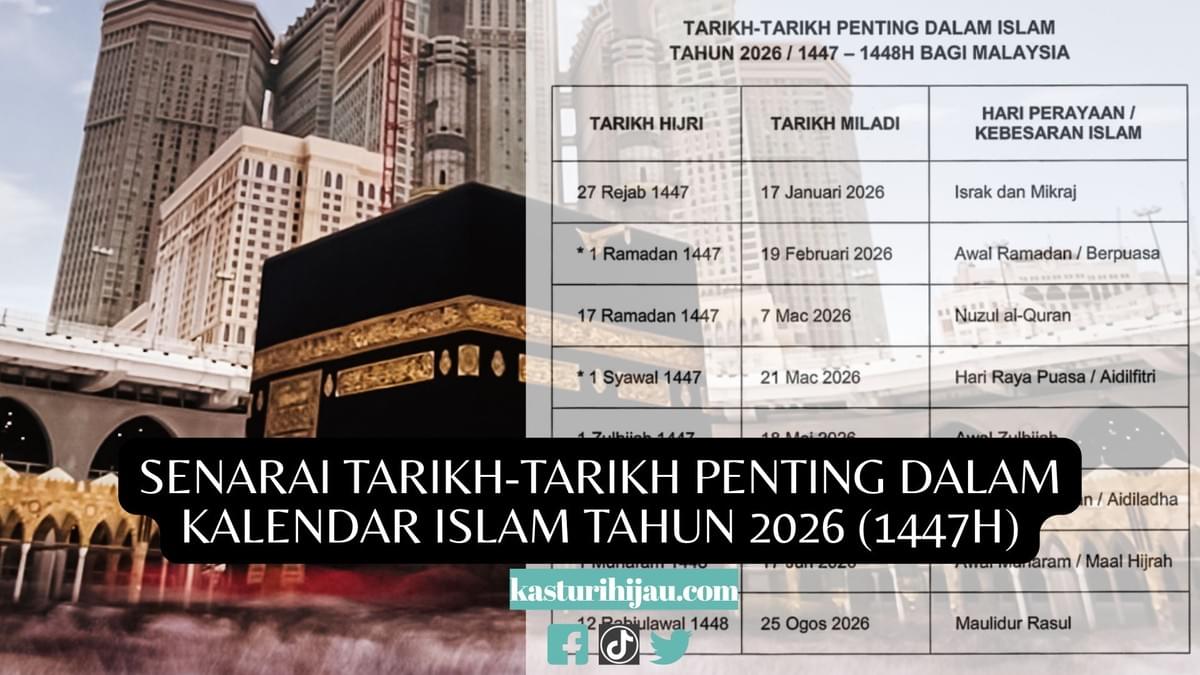 Senarai Tarikh-tarikh Penting Dalam Kalendar Islam Tahun 2026 (1447H) Senarai Tarikh-tarikh Penting Dalam Kalendar Islam Tahun 2026 (1447H)