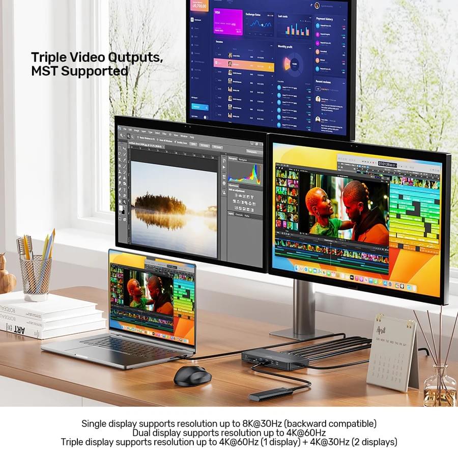 UNITEK USB-C 8K 擴充基座 100W PD