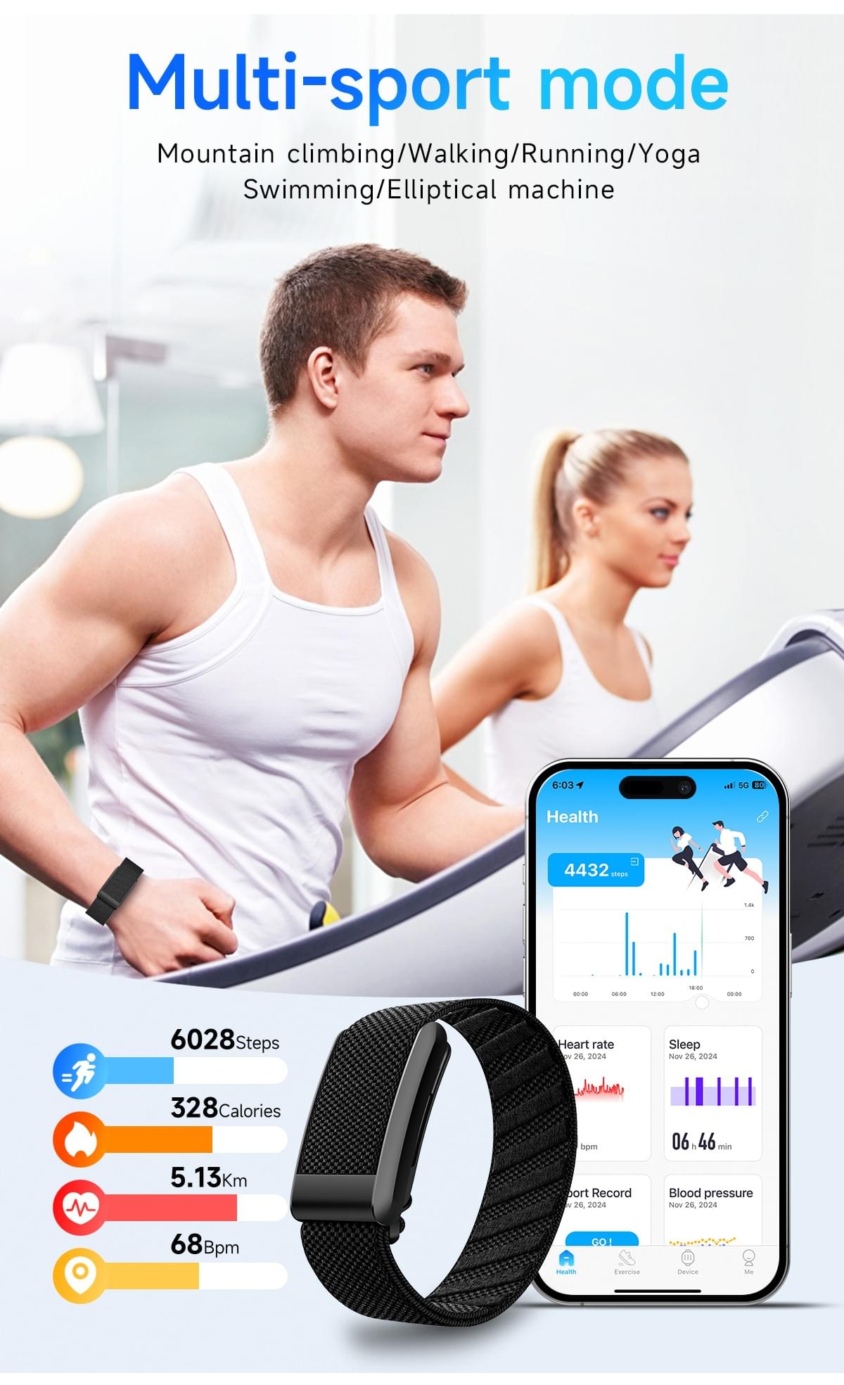Screen‑Free IP68 Health Fitness Tracker