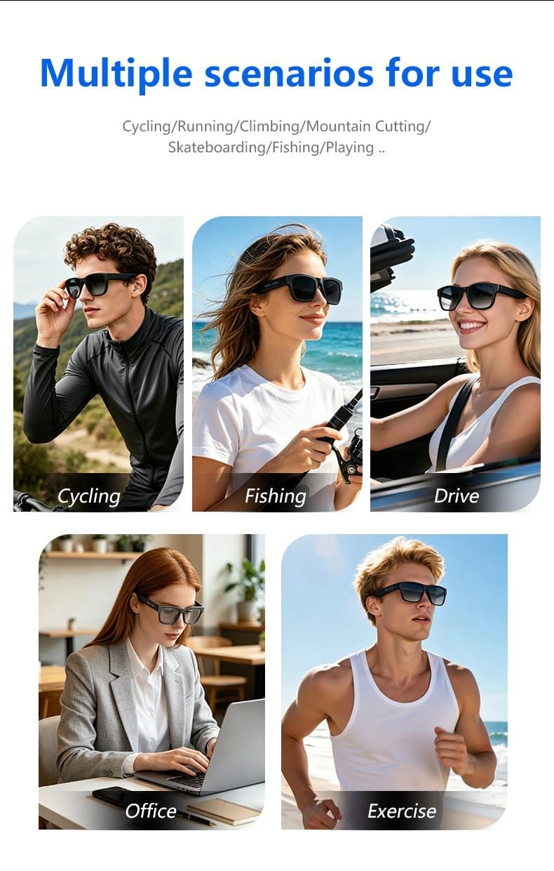 IG-09 Photochromic Smart Glasses,130mAh,UV380,Button+Touch,CE RoHS FCC PPE
