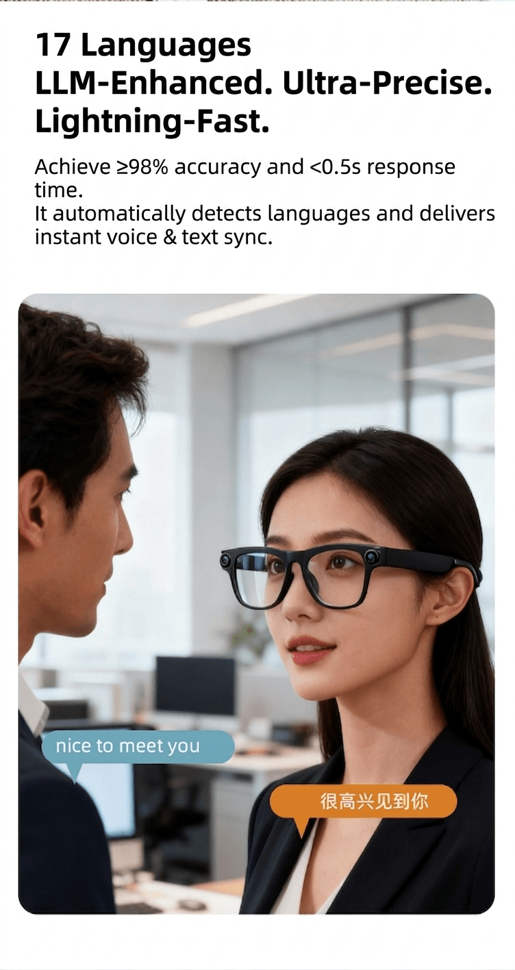 IG-03 AI Smart Glasses Lightweight 8MP HD Camera & Bone Conduction Audio