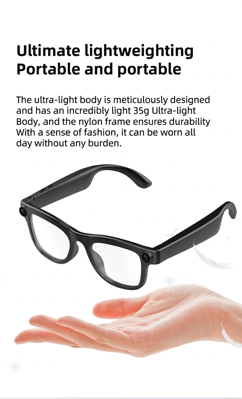 IG-03 AI Smart Glasses Lightweight 8MP HD Camera & Bone Conduction Audio