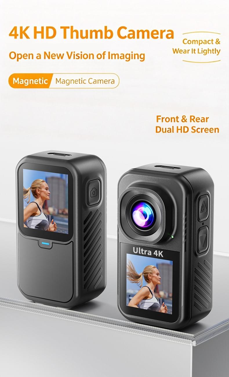 CAM‑27 magnetic Dual‑Screen 5K Thumb Action Camera
