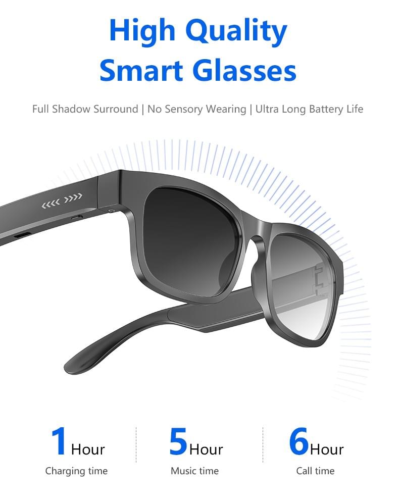 IG-09 Photochromic Smart Glasses,130mAh,UV380,Button+Touch,CE RoHS FCC PPE