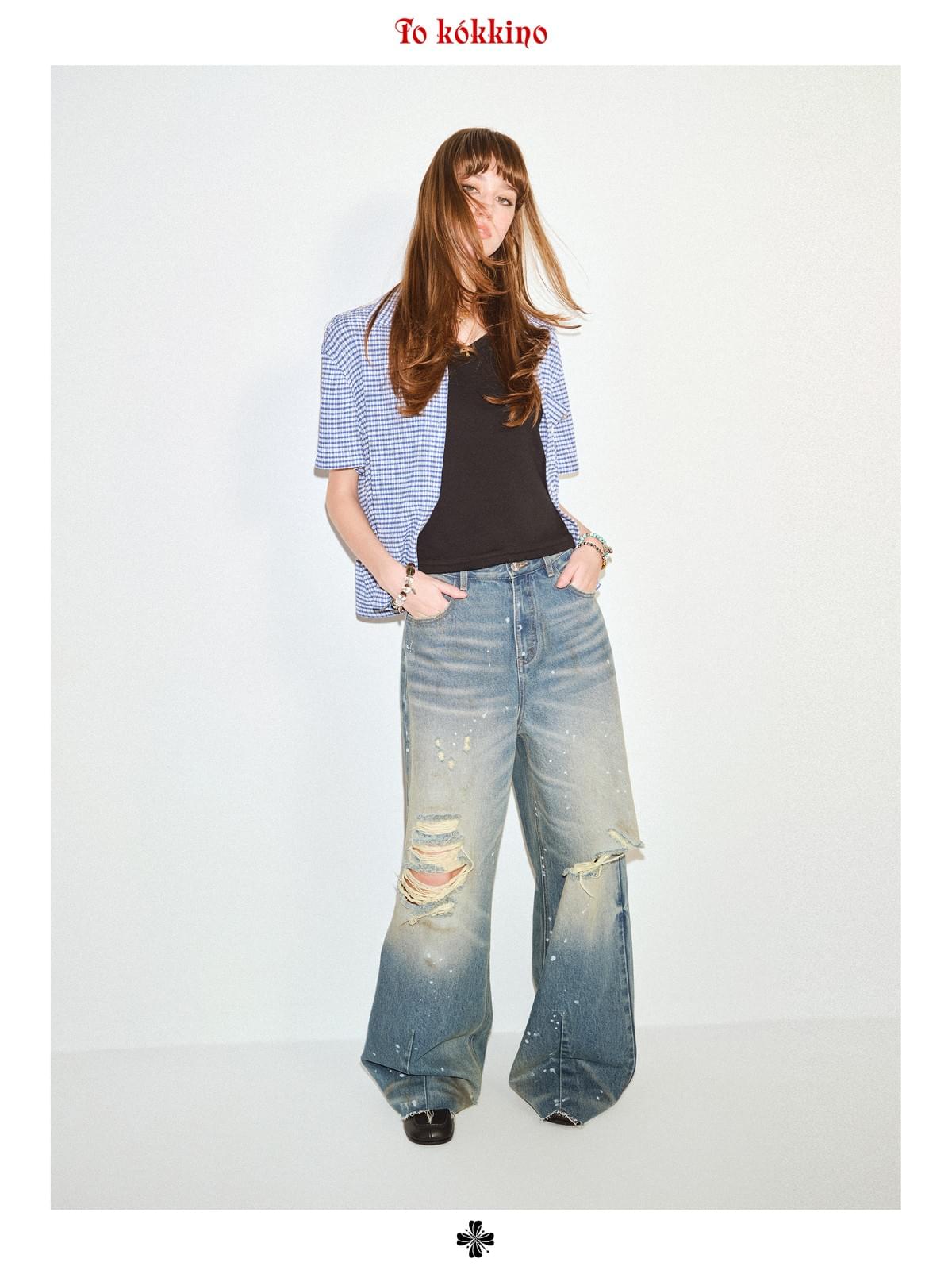 tokokkino「Crevice Shallow Tide」Ripped 028 Denim Pants