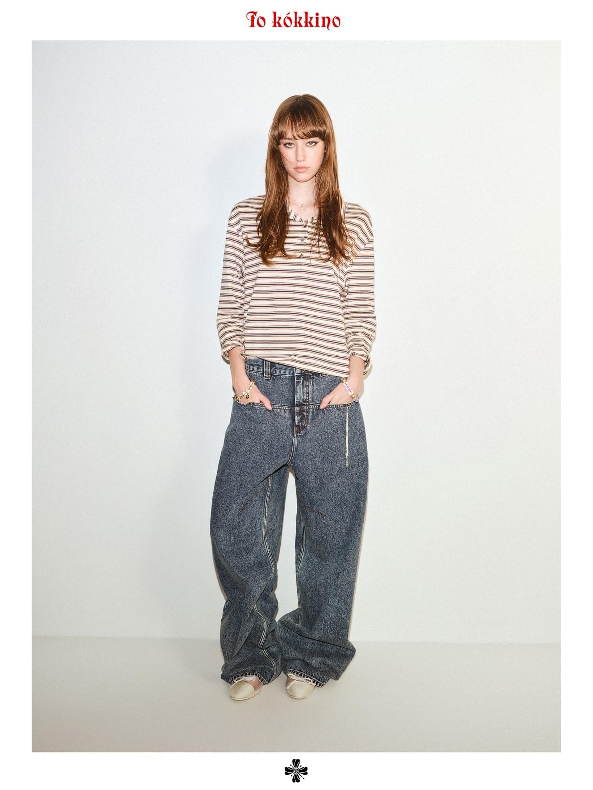 tokokkino「Rational Transgression」Snowflake Patterned Denim Long Pants 032