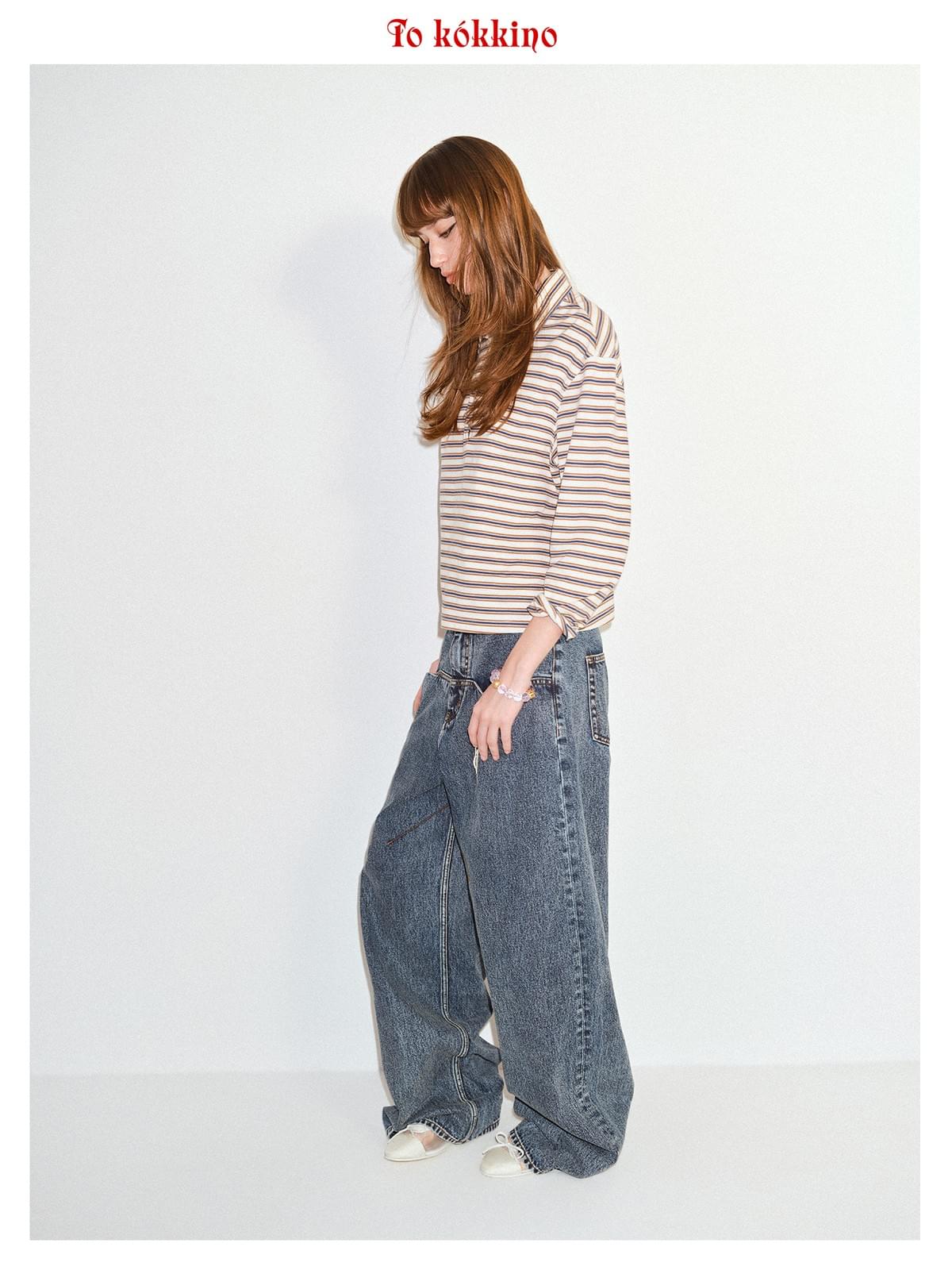 tokokkino「Rational Transgression」Snowflake Patterned Denim Long Pants 032