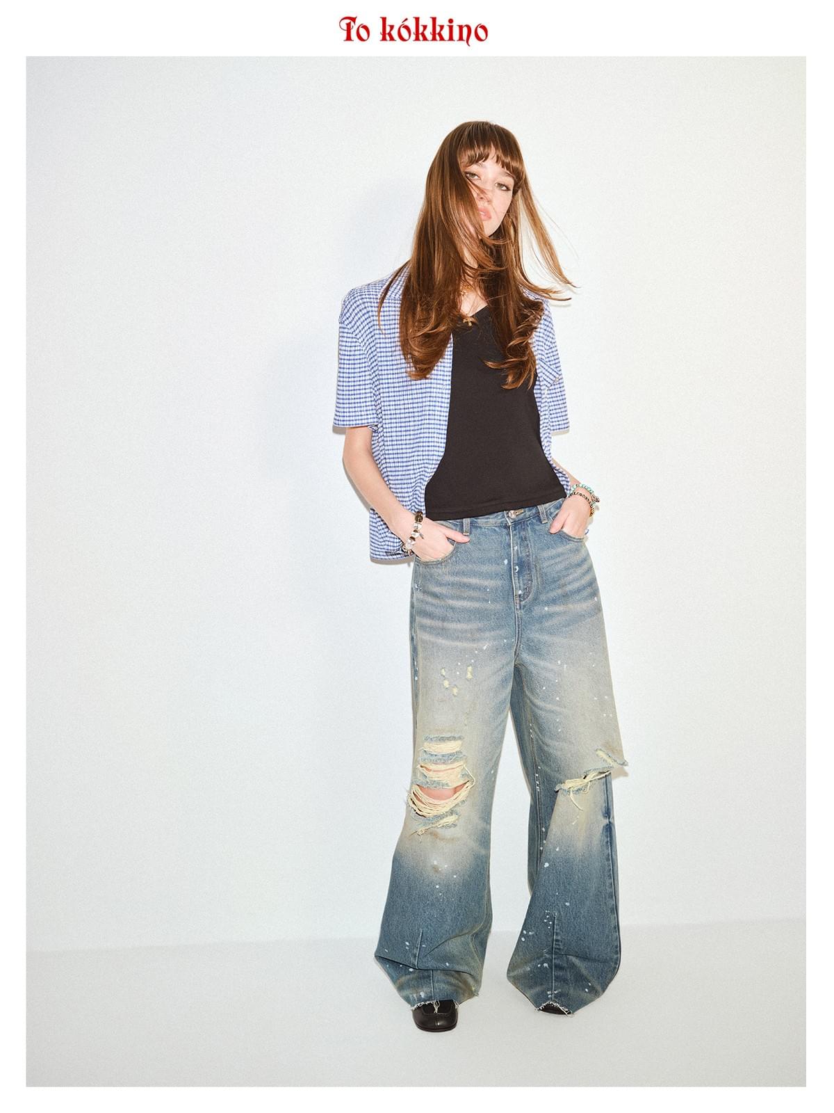 tokokkino「Crevice Shallow Tide」Ripped 028 Denim Pants