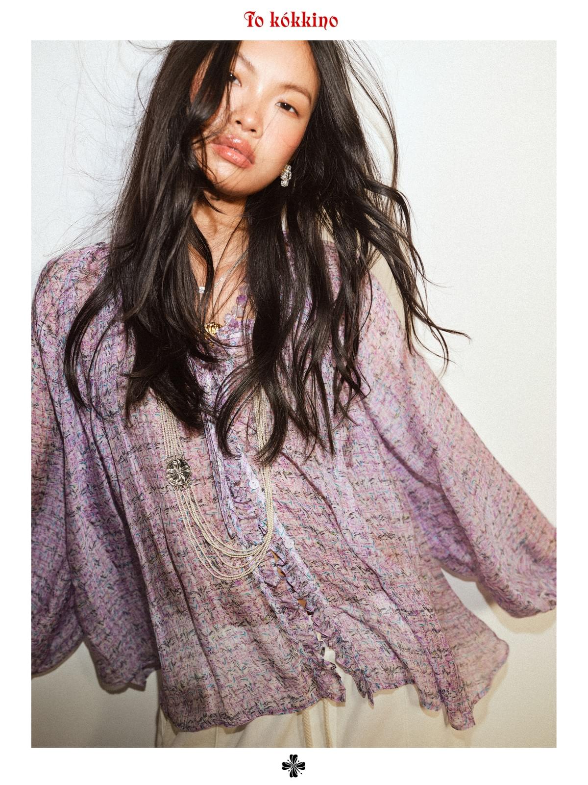 tokokkino「Flowing Light and Shadow」Purple Silk Top