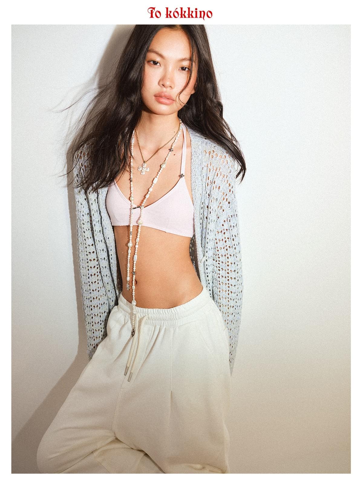 tokokkino 'Blue Note Mooring' Knit Linen Cardigan