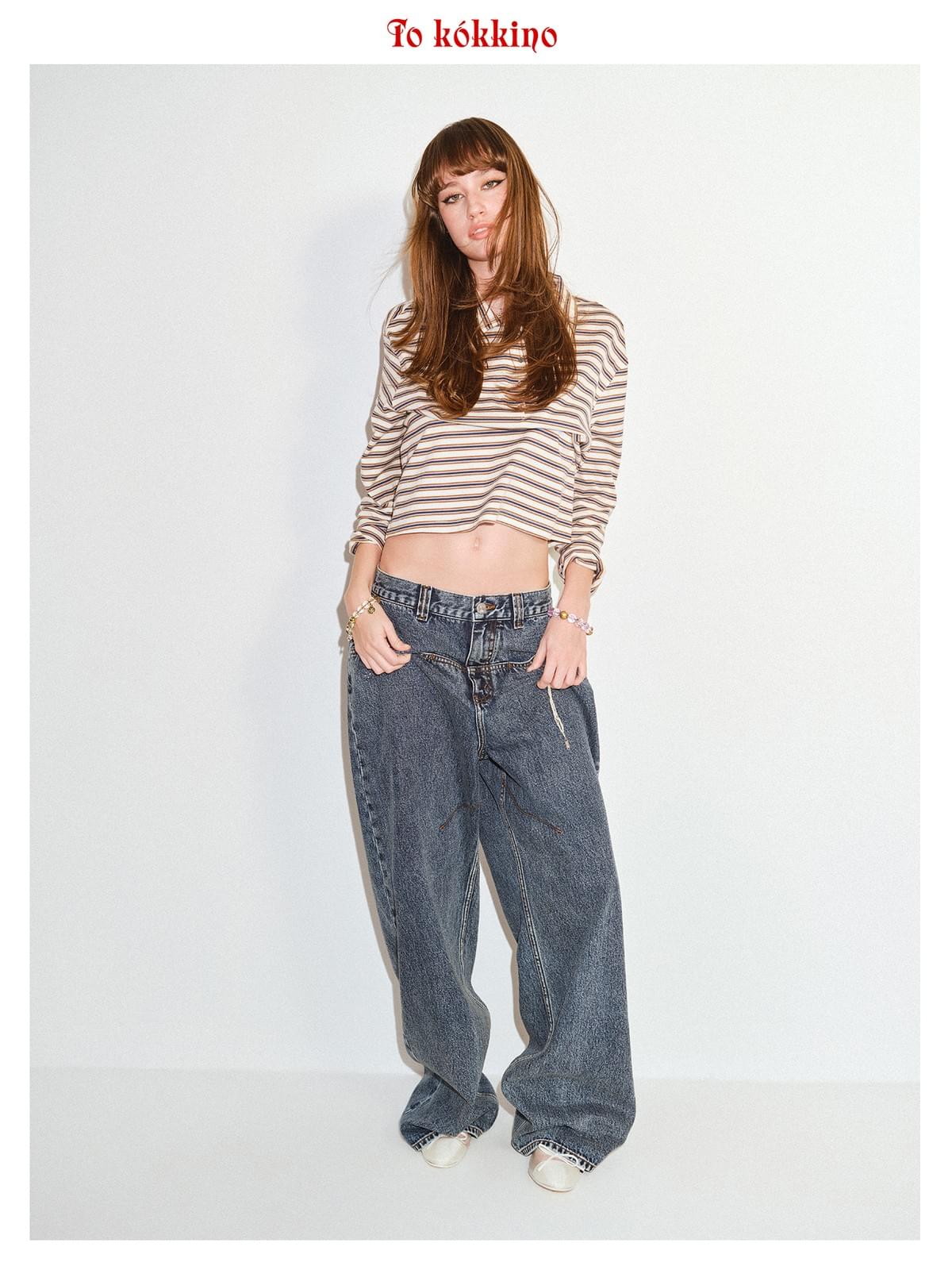 tokokkino「Rational Transgression」Snowflake Patterned Denim Long Pants 032