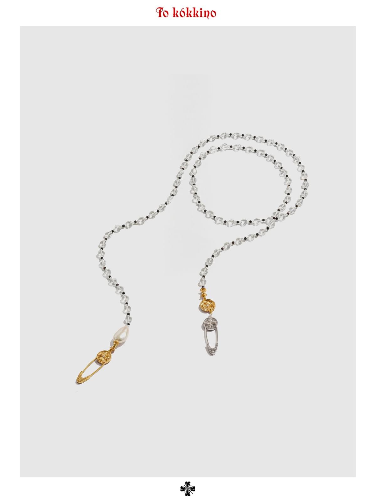 tokokkino「Weightlessness Night Flight」Gold and Silver Twined Crystal Long Chain