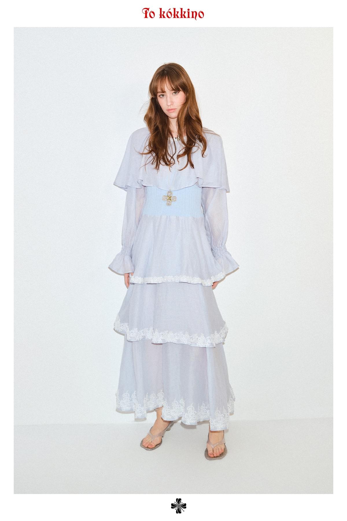 tokokkino「Fallen Cloud」Hemp Linen Cake Maxi Dress