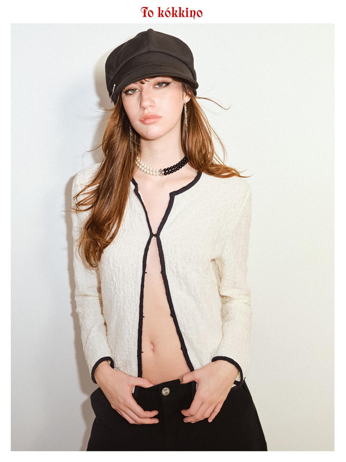 tokokkino「White Night」Black and White French Cardigan