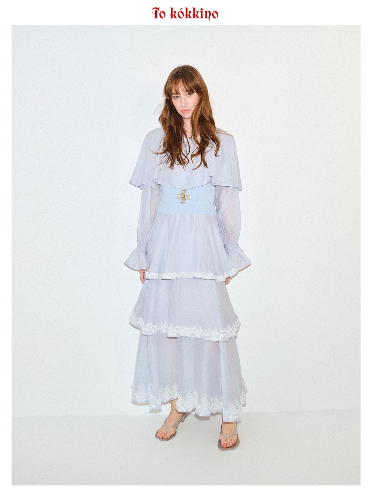 tokokkino「Fallen Cloud」Hemp Linen Cake Maxi Dress