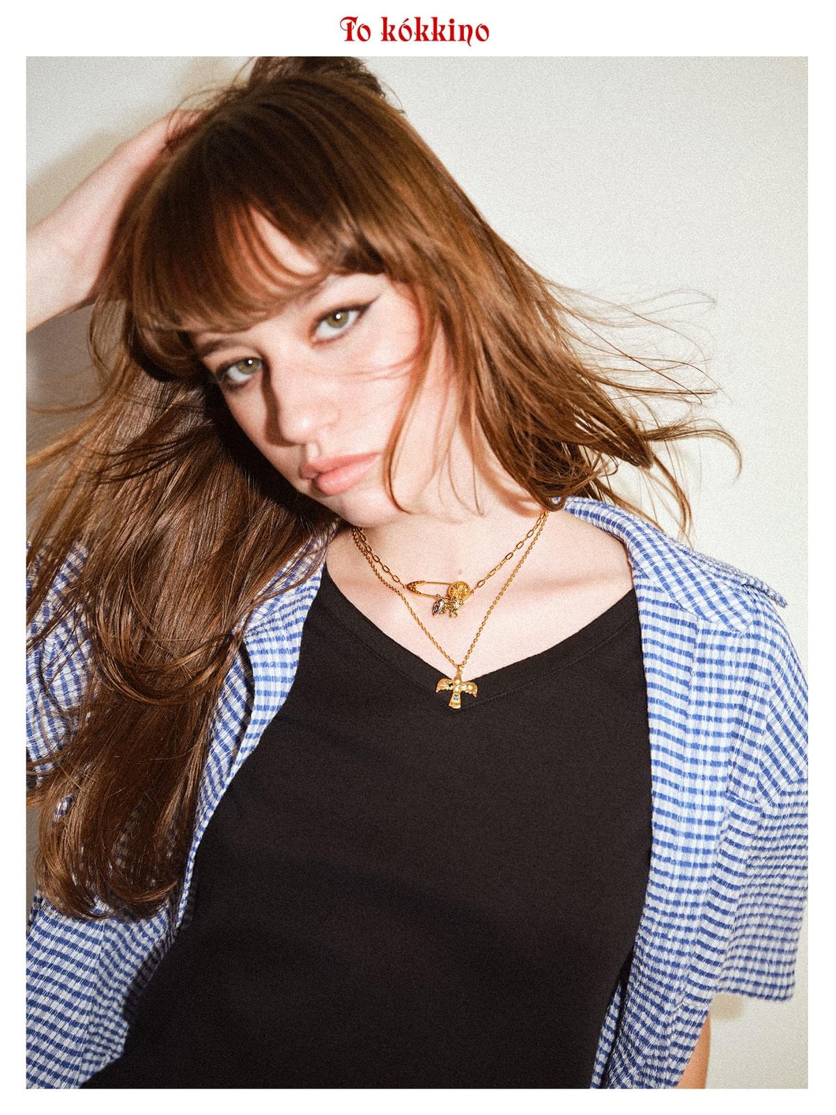 tokokkino 'Tame Ambition' Golden Pin Lion Pendant Short Necklace