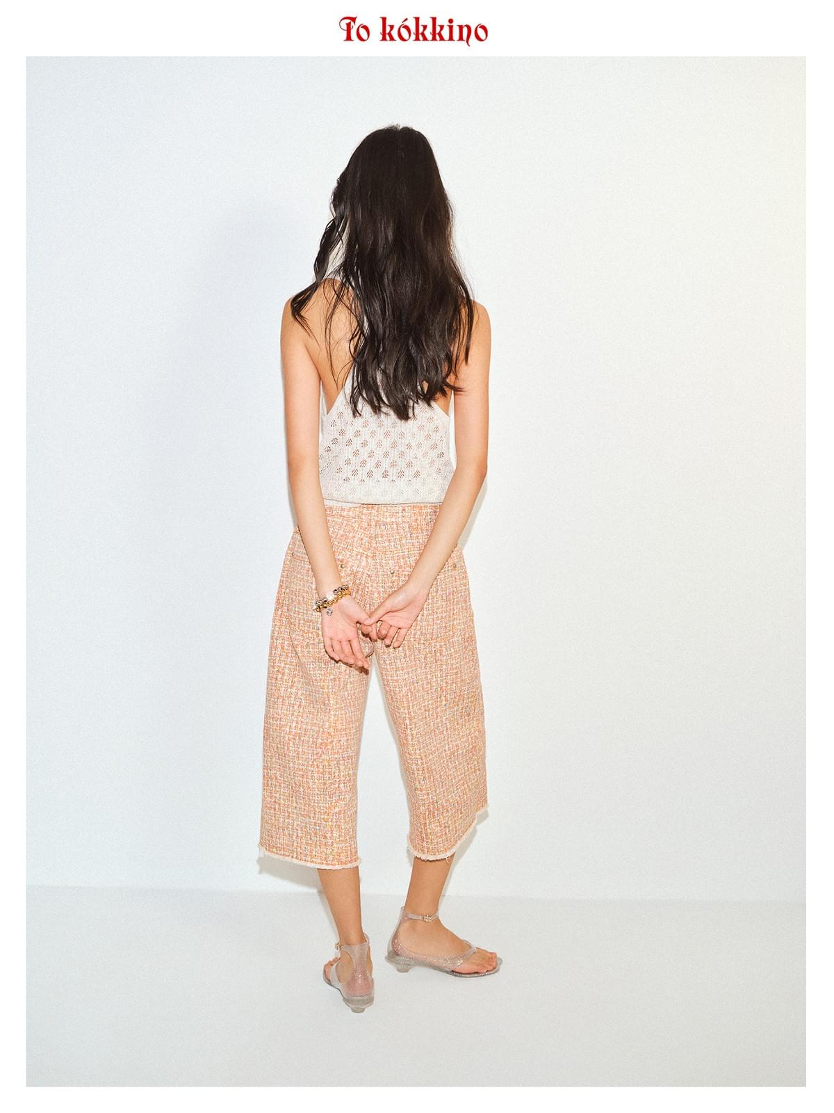 tokokkino「Out of Control」Orange Plaid Seven Eighths Pants