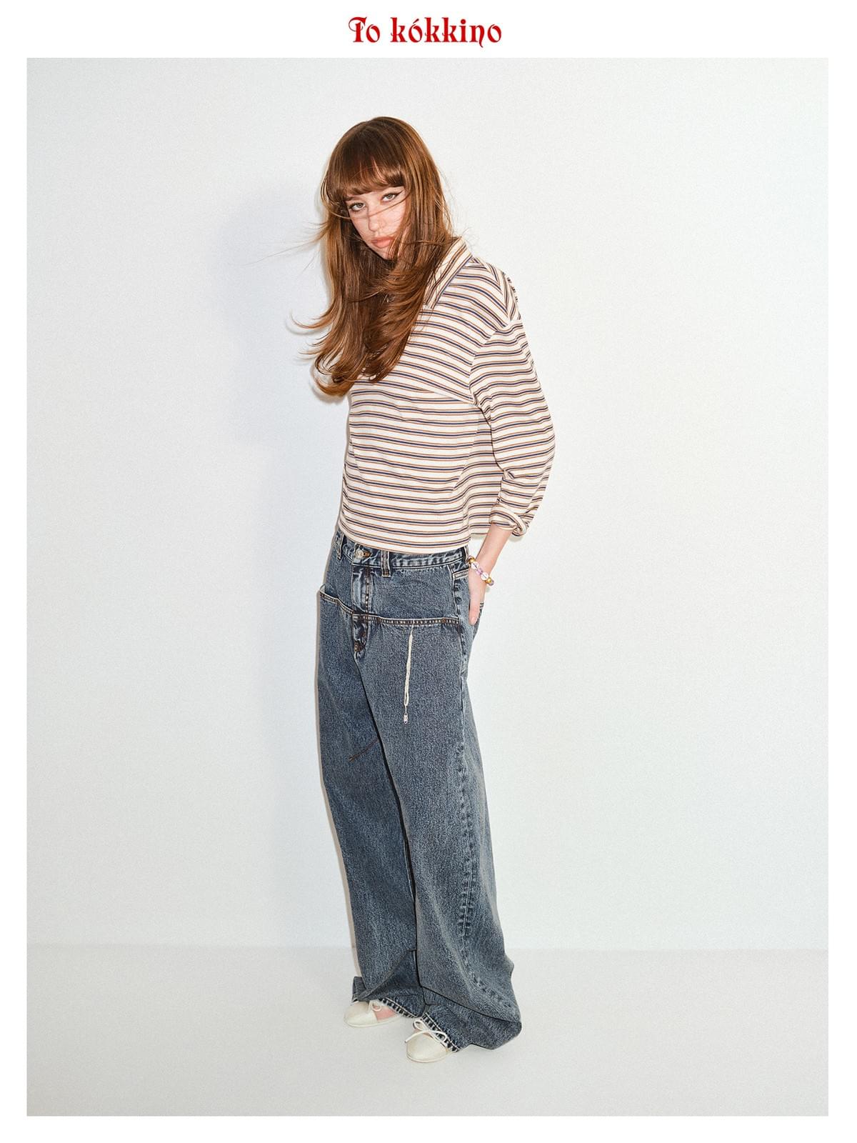 tokokkino「Rational Transgression」Snowflake Patterned Denim Long Pants 032