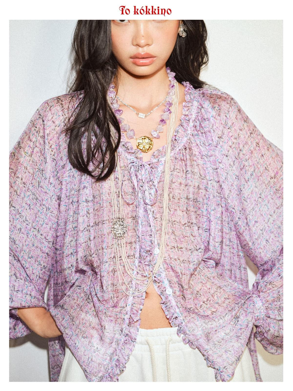 tokokkino「Flowing Light and Shadow」Purple Silk Top