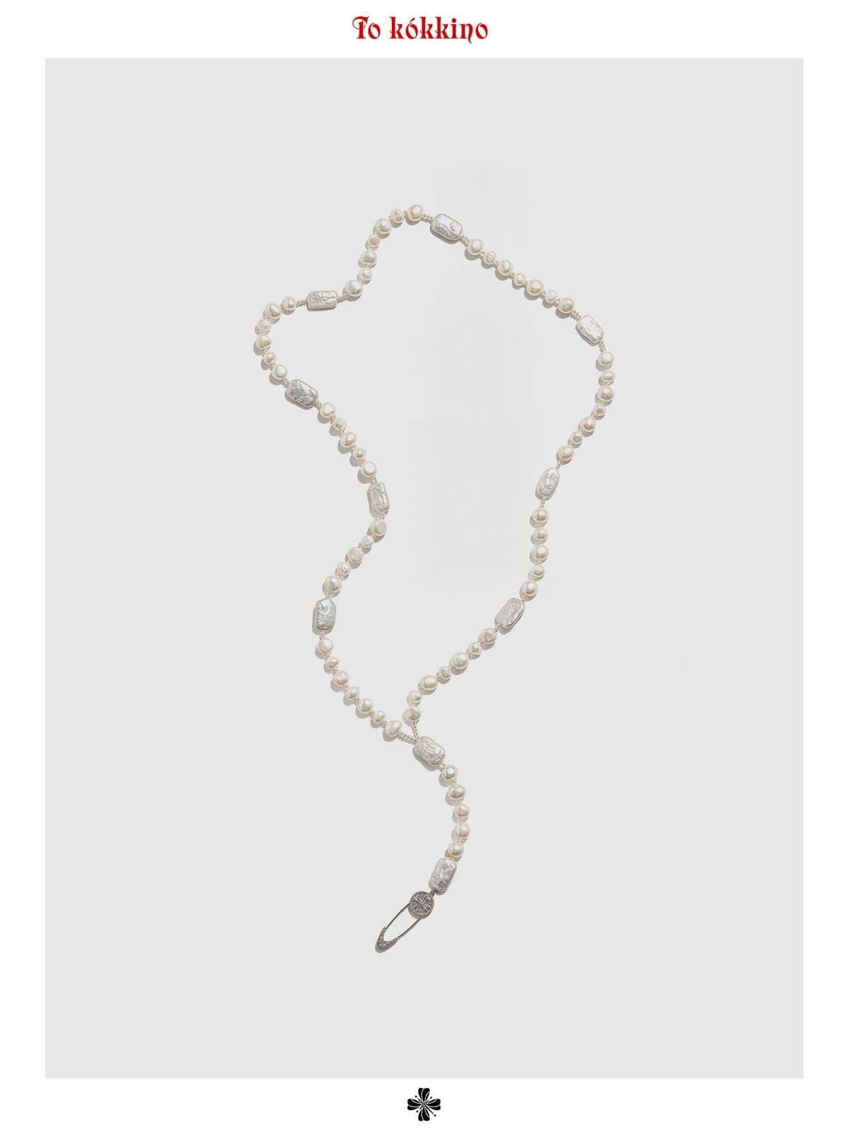 tokokkino 'Industrial Dream' Brooch Baroque Pearl Long Chain