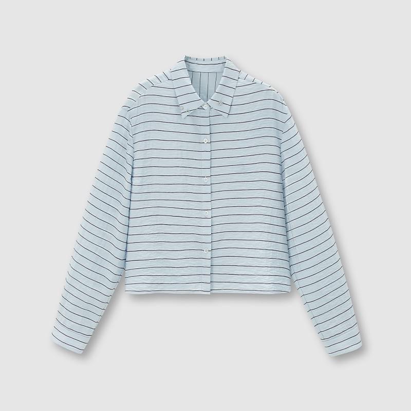 tokokkino「Distorted Tides」Striped Short Shirt * Imported Turkish Fabric