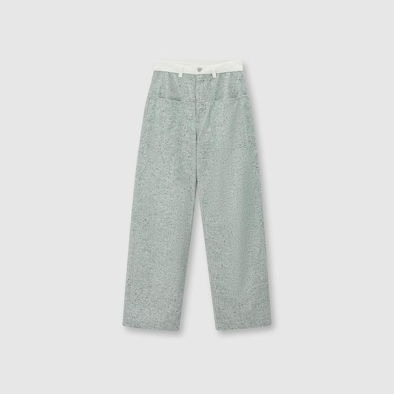 tokokkino「Shallow Shore White Line」Straight Leg Long Pants with Patchwork