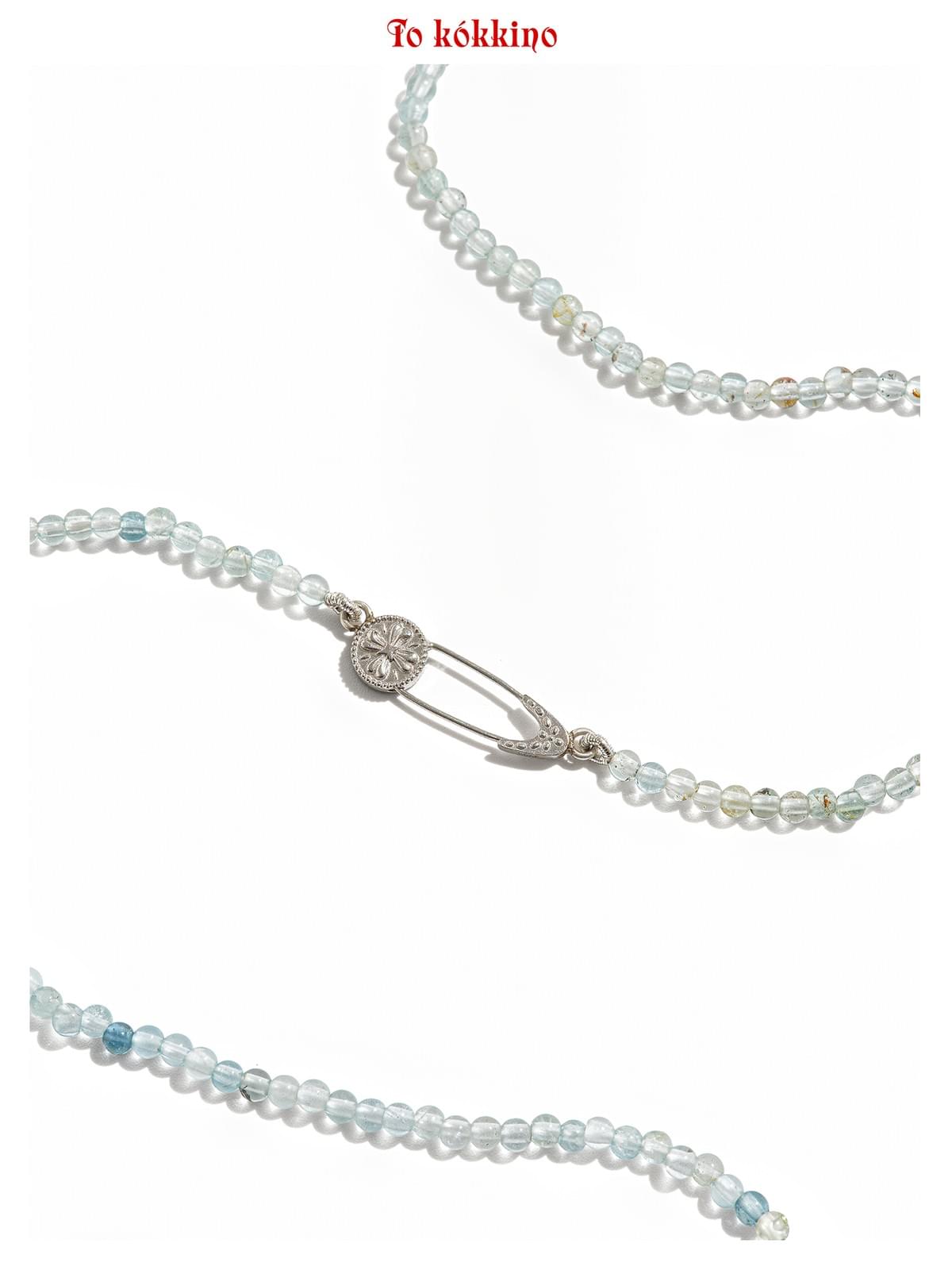 tokokkino 'Edge of the Ebb' Aquamarine 925 Silver Brooch Necklace *Eternal Series