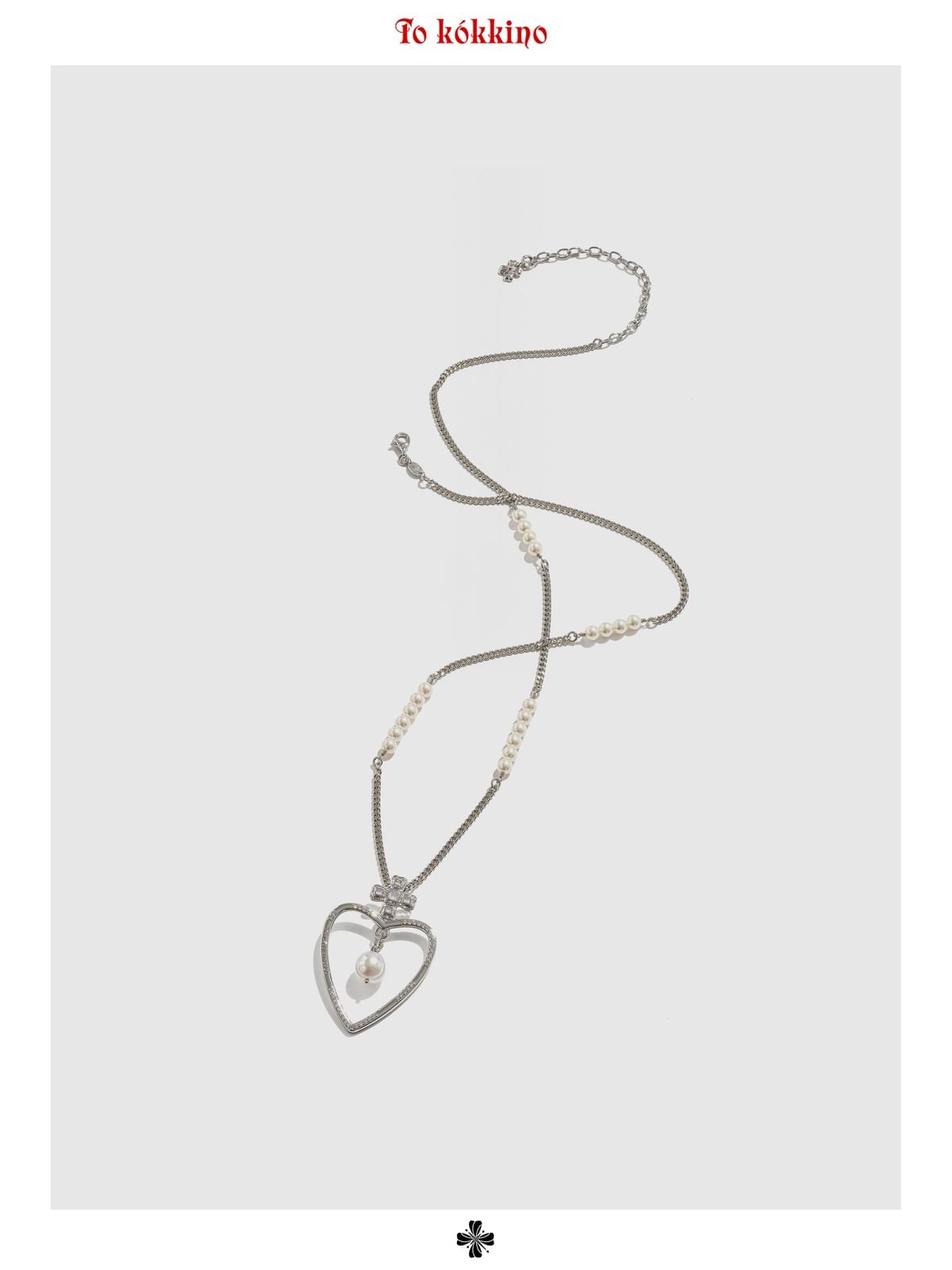 tokokkino「Gentle Trap」Pink Jade Pearl Heart Necklace