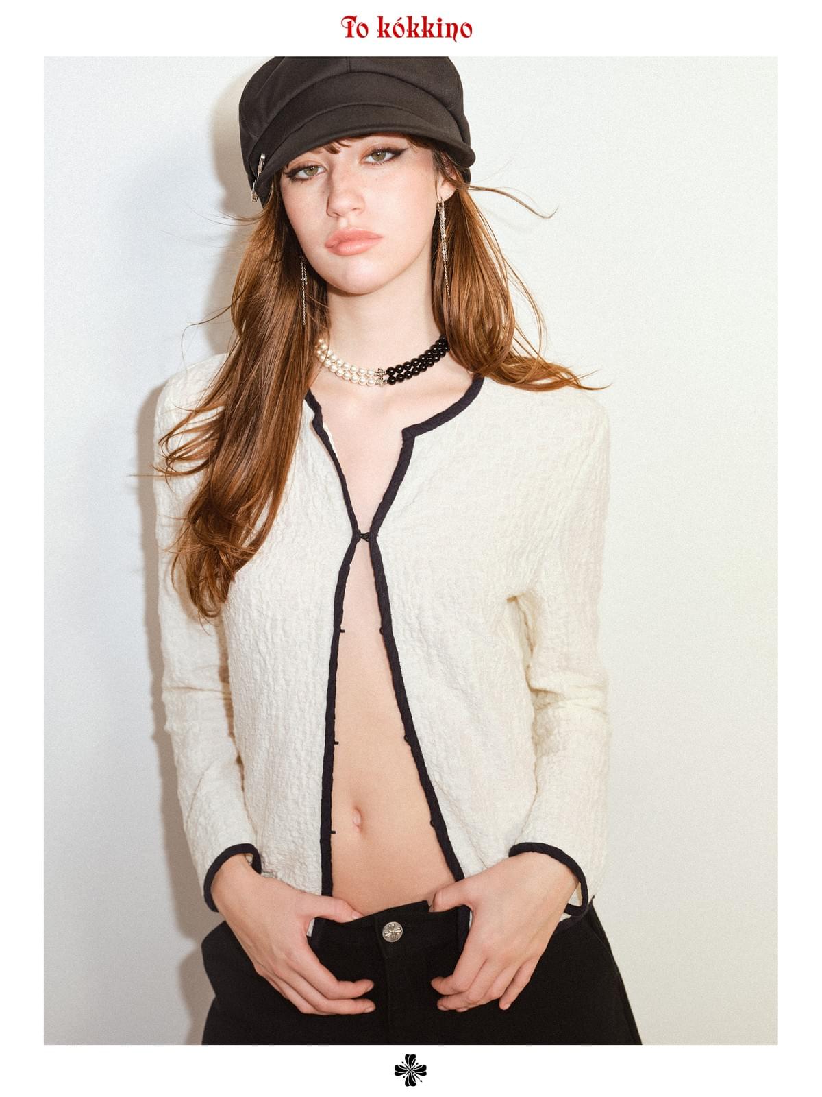 tokokkino「White Night」Black and White French Cardigan