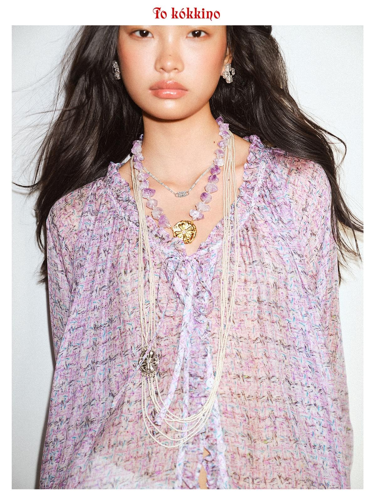 tokokkino「Flowing Light and Shadow」Purple Silk Top