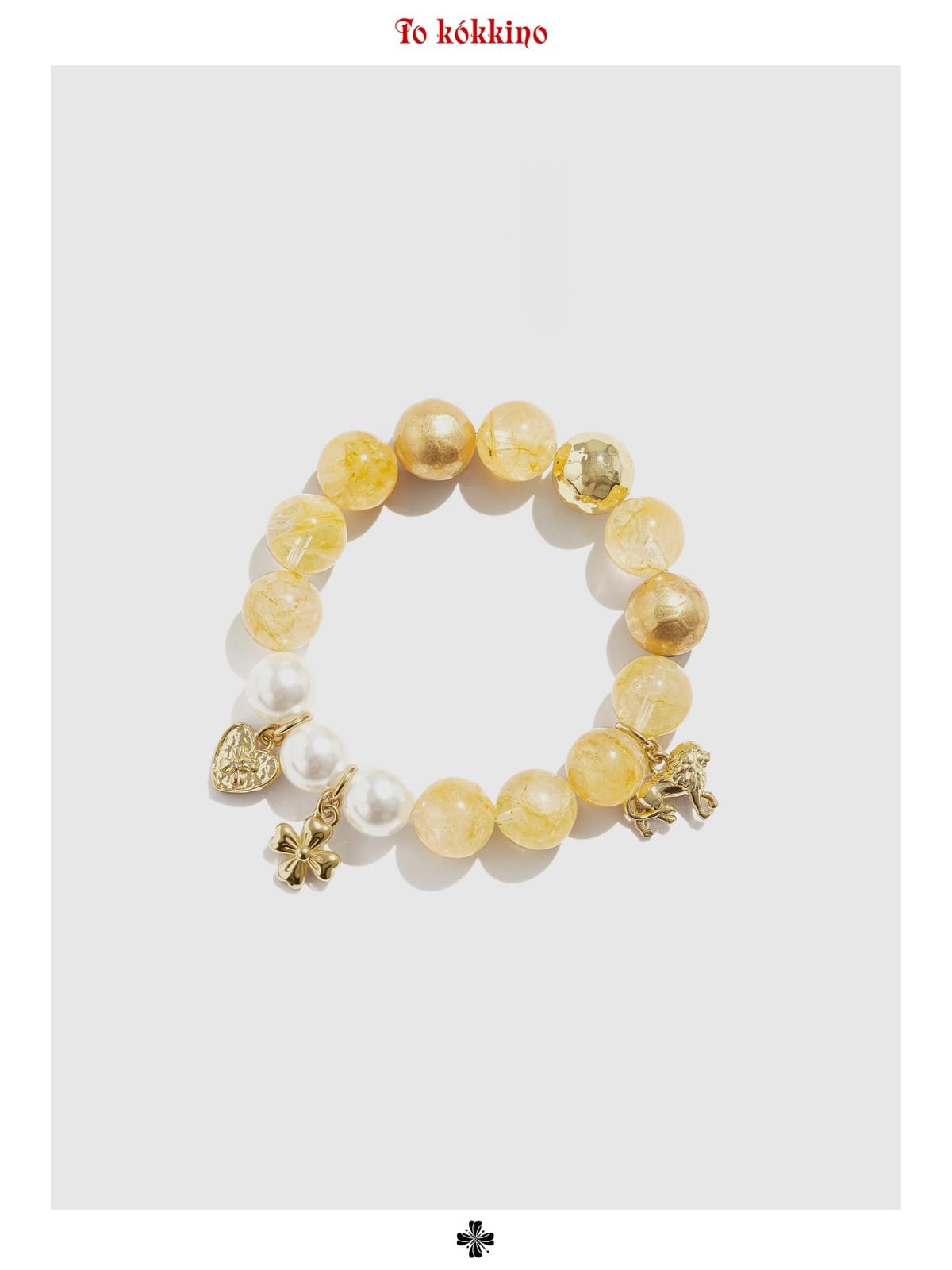 tokokkino「Burning Sunlight」Natural Yellow Resin Flower 925 Silver Retro Bracelet*Eternal Series
