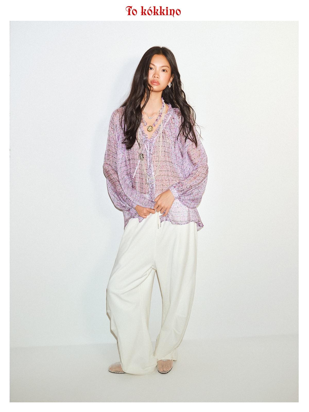 tokokkino「Flowing Light and Shadow」Purple Silk Top