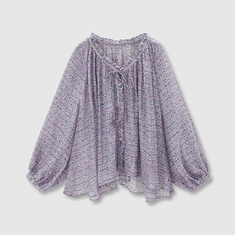 tokokkino「Flowing Light and Shadow」Purple Silk Top