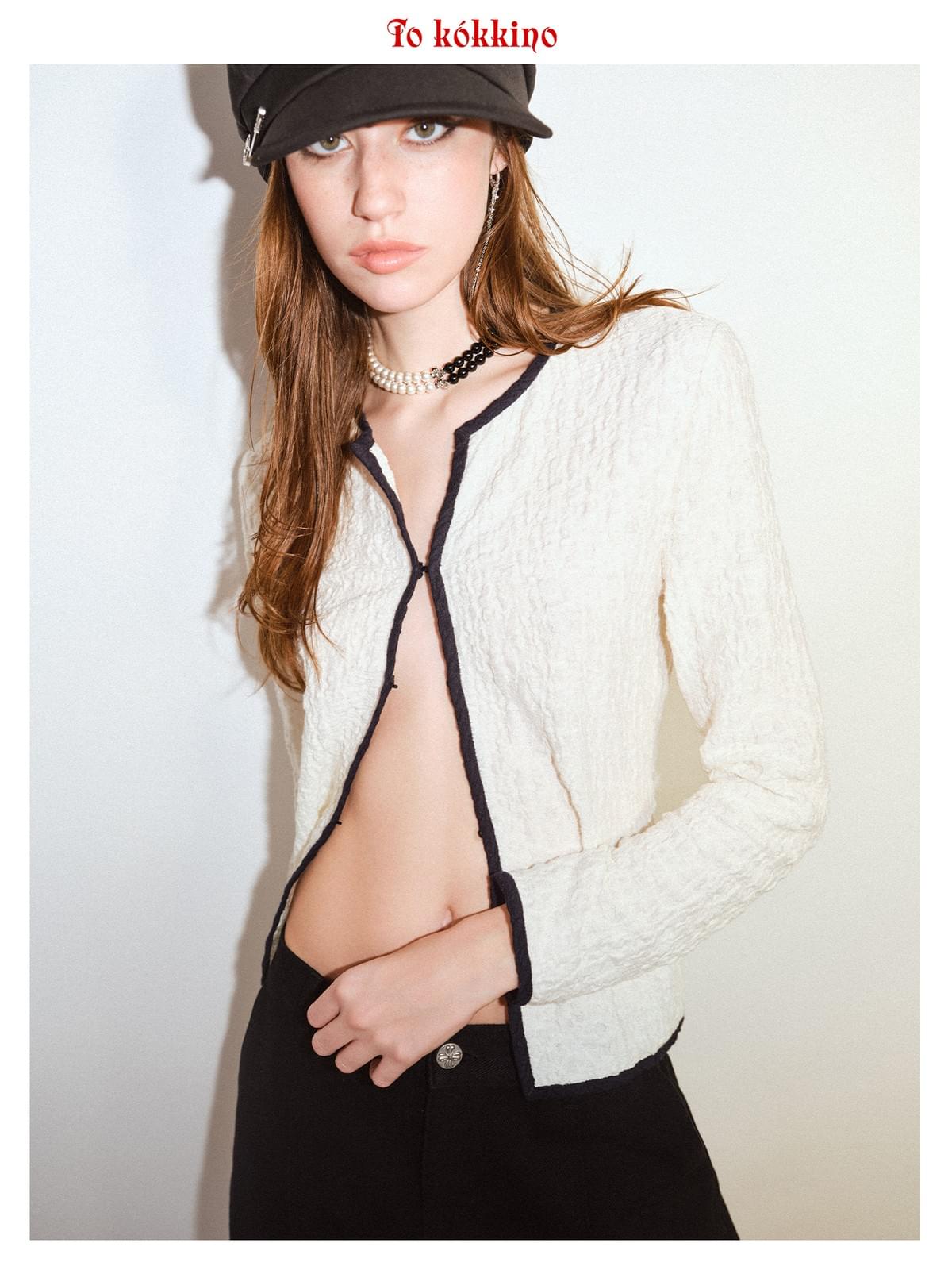 tokokkino「White Night」Black and White French Cardigan