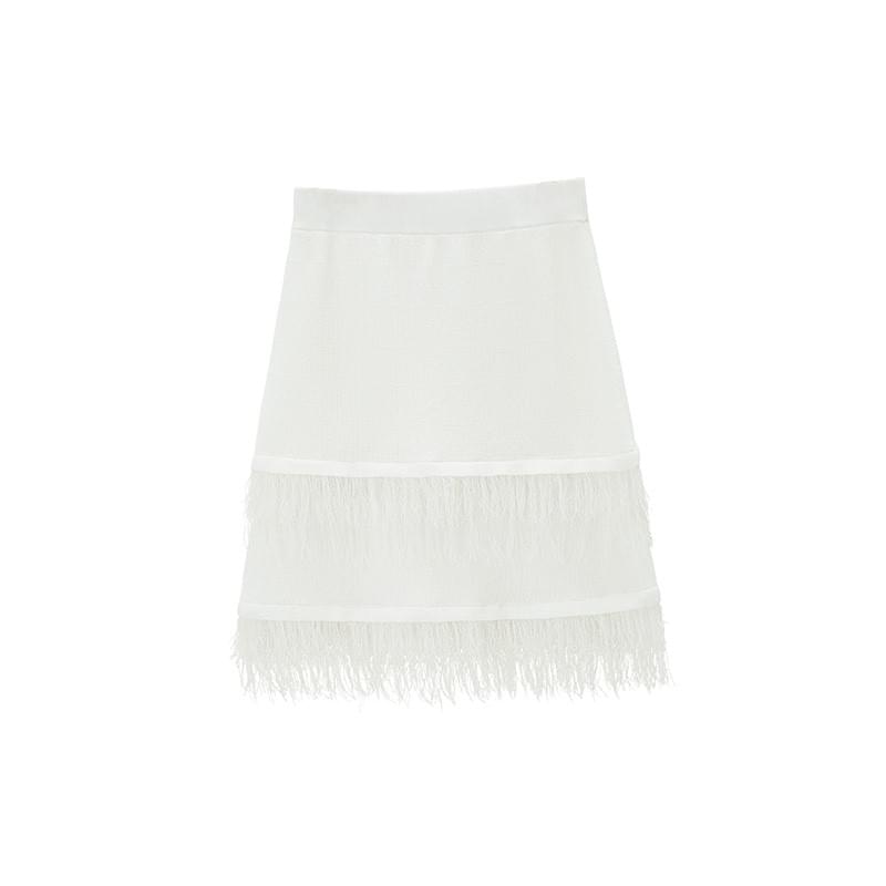 tokokkino 'Tide' Strap Fringe Short Skirt Linen Set