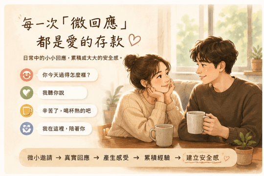《恆溫日常》沒有吵架感情卻變淡?心理師帶你看懂長期關係中的「微回應」與「被在乎感」|邀請戀愛學 《恆溫日常》沒有吵架感情卻變淡?心理師帶你看懂長期關係中的「微回應」與「被在乎感」|邀請戀愛學