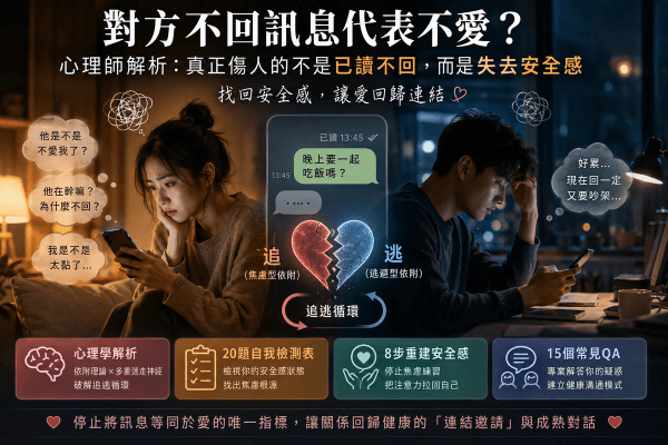 對方不回訊息代表不愛?心理師解析:真正傷人的不是已讀不回,而是失去安全感|邀請戀愛學 對方不回訊息代表不愛?心理師解析:真正傷人的不是已讀不回,而是失去安全感|邀請戀愛學