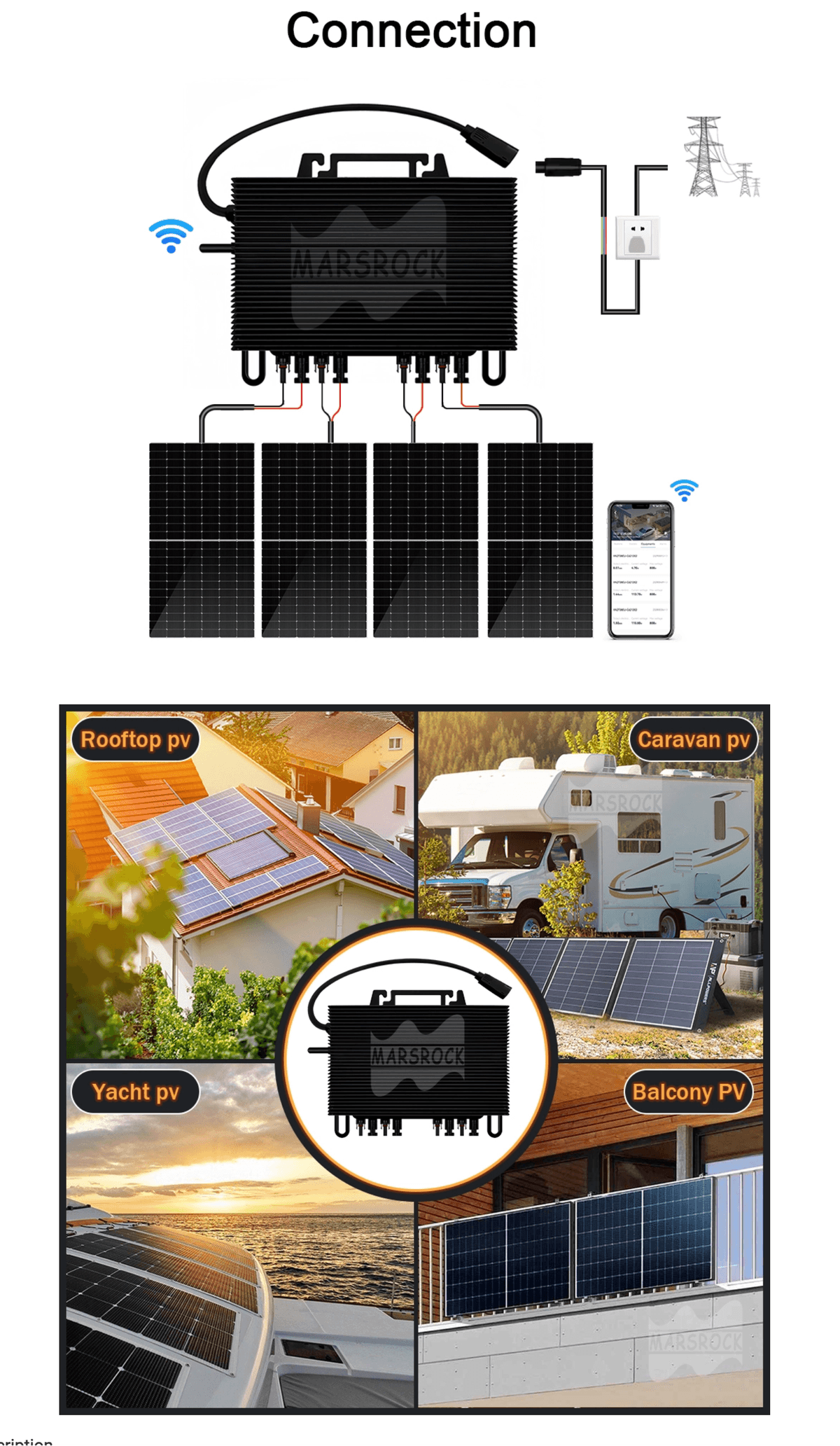 1600W 230V 4MPPTIP67 WiFi MicroinverterSuitable for Balcony System