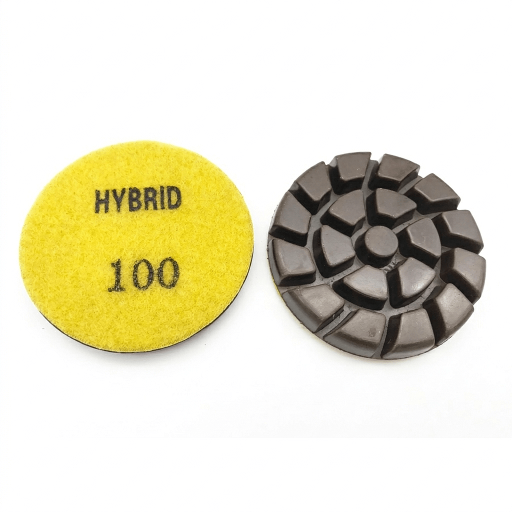 Hybrid pads for metal to resin transition in concrete polishing Hybrid pads for metal to resin transition in concrete polishing