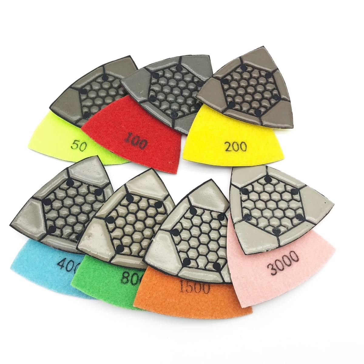 Triangle dry polishing pad for concrete corners and edges Triangle dry polishing pad for concrete corners and edges
