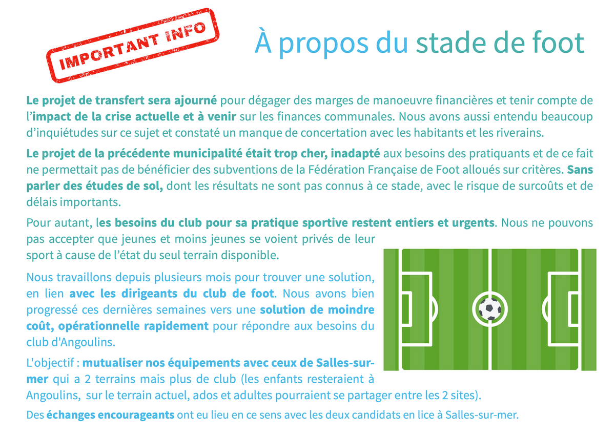 A propos du stade de foot par Angoulins en commun ! A propos du stade de foot par Angoulins en commun !