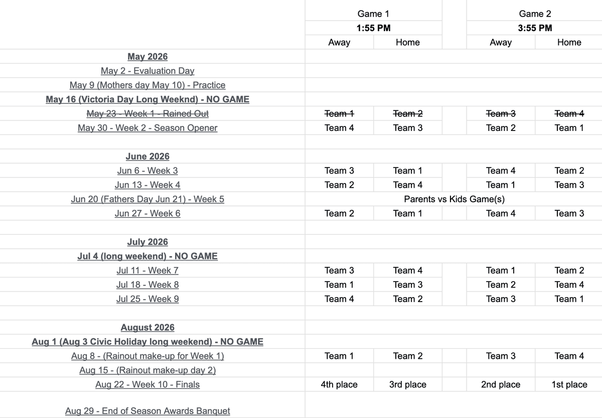 TBB 2026 Schedule TBB 2026 Schedule