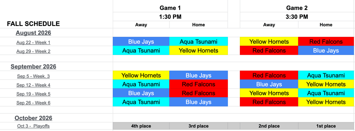 TBB 2026 Schedule TBB 2026 Schedule
