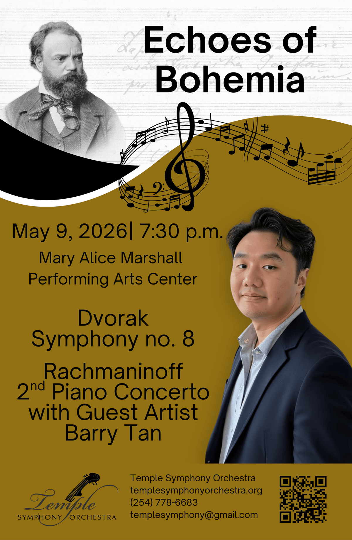 Temple Symphony Orchestra May 9, 2026 Echoes of Bohemia with Barry Tan Temple Symphony Orchestra May 9, 2026 Echoes of Bohemia with Barry Tan