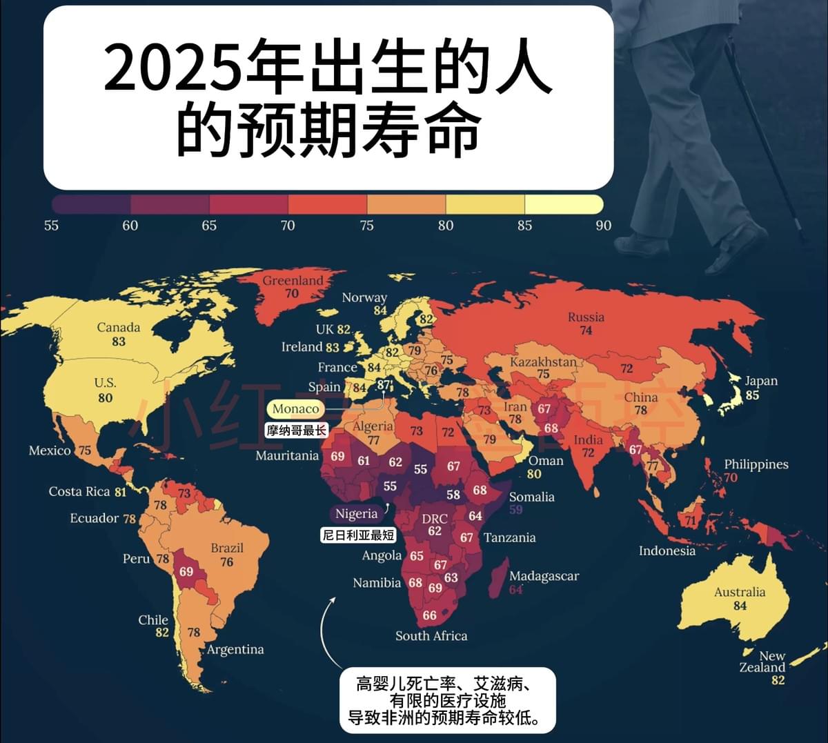 2025年出生的人的预期寿命。 2025年出生的人的预期寿命。