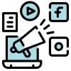 Smartphone icon representing social media strategy for Instagram, Facebook, TikTok, and LinkedIn. Smartphone icon representing social media strategy for Instagram, Facebook, TikTok, and LinkedIn.