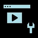 Icon of a video file and analytics graph representing delivery and performance optimization. Icon of a video file and analytics graph representing delivery and performance optimization.