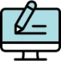 Document icon with a pen, representing legal blog writing and marketing content Document icon with a pen, representing legal blog writing and marketing content