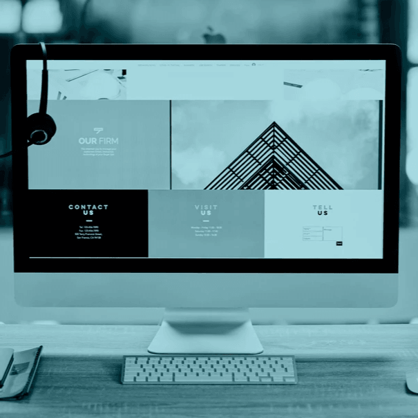 Website layout showing interior design portfolio with project galleries and contact form Website layout showing interior design portfolio with project galleries and contact form